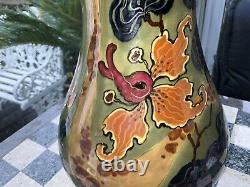 RARE 11 Antique VASE ERNST WAHLISS PERGAMON LUSTRE GREEN ART NOUVEAU Black Mark