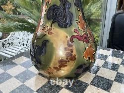 RARE 11 Antique VASE ERNST WAHLISS PERGAMON LUSTRE GREEN ART NOUVEAU Black Mark