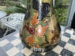 RARE 11 Antique VASE ERNST WAHLISS PERGAMON LUSTRE GREEN ART NOUVEAU Black Mark