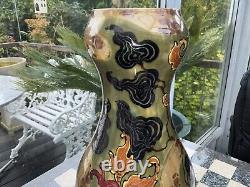 RARE 11 Antique VASE ERNST WAHLISS PERGAMON LUSTRE GREEN ART NOUVEAU Black Mark