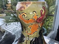 RARE 11 Antique VASE ERNST WAHLISS PERGAMON LUSTRE GREEN ART NOUVEAU Black Mark