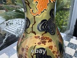 RARE 11 Antique VASE ERNST WAHLISS PERGAMON LUSTRE GREEN ART NOUVEAU Black Mark