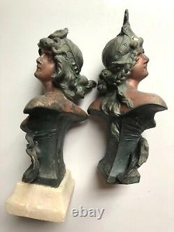 RARE 1890s CAST BUST Sculptor FRANZ IFFLAND Judith & Salome ART NOUVEAU Antique