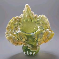 RARE 1900 KRALIK Hand Blown Pulled JACK IN THE PULPIT Splatter Vase Art Nouveau
