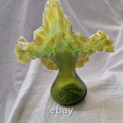 RARE 1900 KRALIK Hand Blown Pulled JACK IN THE PULPIT Splatter Vase Art Nouveau