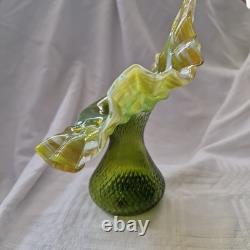 RARE 1900 KRALIK Hand Blown Pulled JACK IN THE PULPIT Splatter Vase Art Nouveau