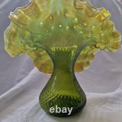 RARE 1900 KRALIK Hand Blown Pulled JACK IN THE PULPIT Splatter Vase Art Nouveau