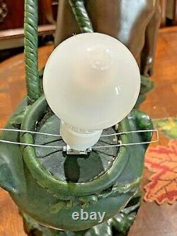 RARE 22 Antique French BRONZE LAMP Signed Auguste Moreau Cherub Water Bearer
