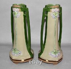 RARE ANTIQUE ART NOUVEAU EICHWALD VASE & JARDINIERE GARNITURE SET c1900