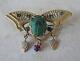 Rare Art Nouveau Egyptian Revival Scarab Beetle Bug Brooch Pin With Real Beetle