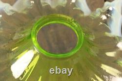 RARE Antique Art Nouveau Green Opalescent Glass French Flower Lamp Shade c1910