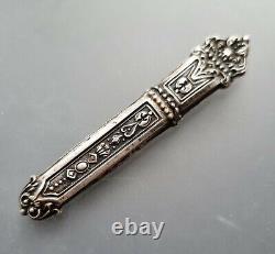 RARE Antique French Silver Art Nouveau'Green Man' Needle Sewing Case 2g