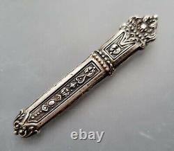 RARE Antique French Silver Art Nouveau'Green Man' Needle Sewing Case 2g