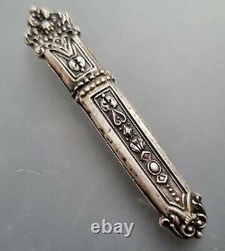 RARE Antique French Silver Art Nouveau'Green Man' Needle Sewing Case 2g