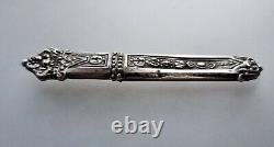 RARE Antique French Silver Art Nouveau'Green Man' Needle Sewing Case 2g