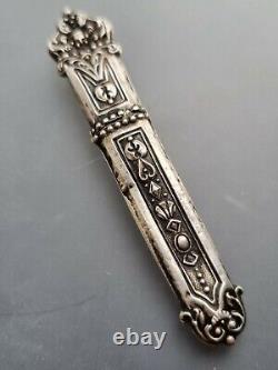 RARE Antique French Silver Art Nouveau'Green Man' Needle Sewing Case 2g