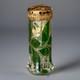 Rare Antique Moser Art Nouveau Emerald Green 6 Gold Gilt Enamel Hat Pin Holder