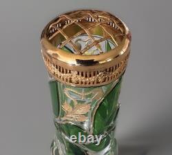 RARE Antique Moser Art Nouveau Emerald Green 6 Gold Gilt Enamel Hat Pin Holder