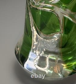 RARE Antique Moser Art Nouveau Emerald Green 6 Gold Gilt Enamel Hat Pin Holder