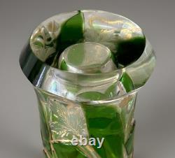 RARE Antique Moser Art Nouveau Emerald Green 6 Gold Gilt Enamel Hat Pin Holder