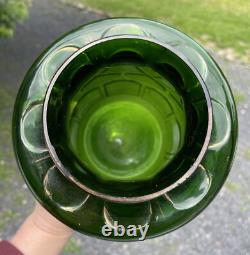 RARE Antique Pressed Green Gilt Vase EAPG Dugan Art Nouveau Edwardian