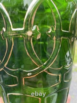 RARE Antique Pressed Green Gilt Vase EAPG Dugan Art Nouveau Edwardian