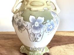 RARE Antique Royal Dux Amphora ORCHID Gold Green Art Nouveau Handled Vase 7.5