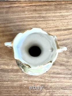 RARE Antique Royal Dux Amphora ORCHID Gold Green Art Nouveau Handled Vase 7.5