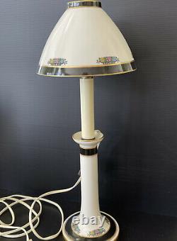 RARE! Art Nouveau Lenox Lamp Porcelain Shade & Candlestick Base Green Stamp