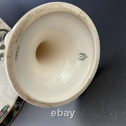 RARE! Art Nouveau Lenox Lamp Porcelain Shade & Candlestick Base Green Stamp