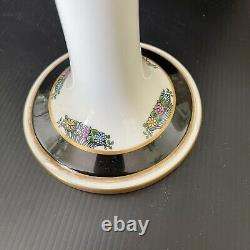 RARE! Art Nouveau Lenox Lamp Porcelain Shade & Candlestick Base Green Stamp