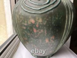 RARE BALUSTER ART NOUVEAU AMPHORA GILT GREEN GOLD CERAMIC VASE 9 T 8 W 1423g