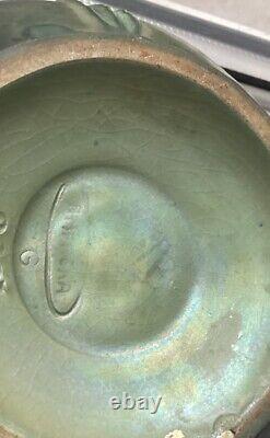 RARE BALUSTER ART NOUVEAU AMPHORA GILT GREEN GOLD CERAMIC VASE 9 T 8 W 1423g