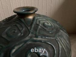 RARE BALUSTER ART NOUVEAU AMPHORA GILT GREEN GOLD CERAMIC VASE 9 T 8 W 1423g
