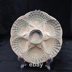 RARE French Antique Oyster Plate SARREGUEMINES Majolica light green and blue