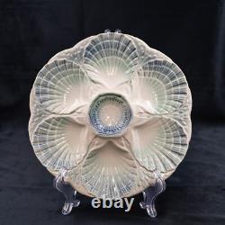 RARE French Antique Oyster Plate SARREGUEMINES Majolica light green and blue