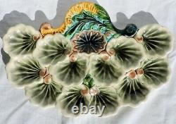 RARE French Majolica oysters plate Dish shells