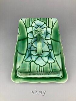 RARE MINTONS LTD No. 1 TUBE LINED ART NOUVEAU SECESSIONIST CHEESE STAND DOME DISH