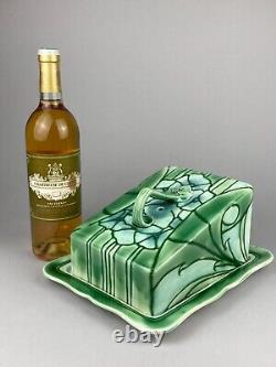 RARE MINTONS LTD No. 1 TUBE LINED ART NOUVEAU SECESSIONIST CHEESE STAND DOME DISH