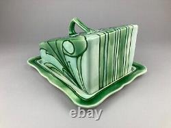 RARE MINTONS LTD No. 1 TUBE LINED ART NOUVEAU SECESSIONIST CHEESE STAND DOME DISH