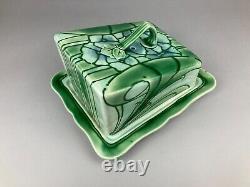 RARE MINTONS LTD No. 1 TUBE LINED ART NOUVEAU SECESSIONIST CHEESE STAND DOME DISH