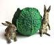 Rare Nuremberg Lead Inkwell, Also Called Vienna Bronze A Cabbage And 2 Rabbits