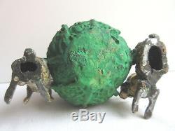RARE Nuremberg lead inkwell, also called Vienna bronze a cabbage and 2 rabbits
