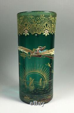 RARE and IMPORTANT DOCUMENTED LEGRAS VASE Featuring AVIATOR Harriet Quimby