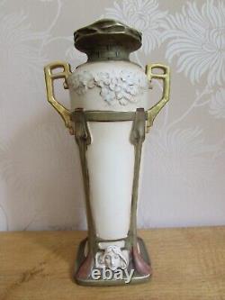 ROYAL DUX Art Nouveau Floral Maiden c. 1900 Backstamp 5296 Porcelain Vase 1