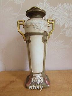 ROYAL DUX Art Nouveau Floral Maiden c. 1900 Backstamp 5296 Porcelain Vase 1