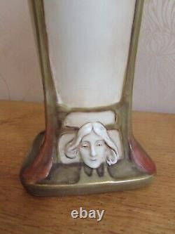 ROYAL DUX Art Nouveau Floral Maiden c. 1900 Backstamp 5296 Porcelain Vase 1