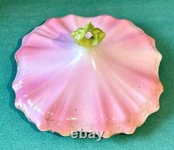 RS Prussia Morning Glory Biscuit Cracker Jar Pink Green Art Nouveau Antique Flaw