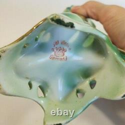 RS Prussia Royal Vienna Lily Mold Vase Art Nouveau Castle Scene Green Blue