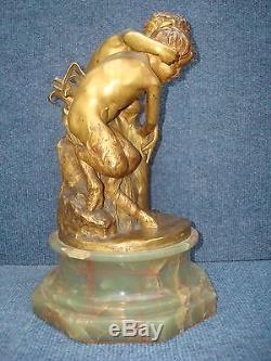 Raoul Larche Two Fauns Gilt Bronze Clodion 19-20 Th 1850-1890